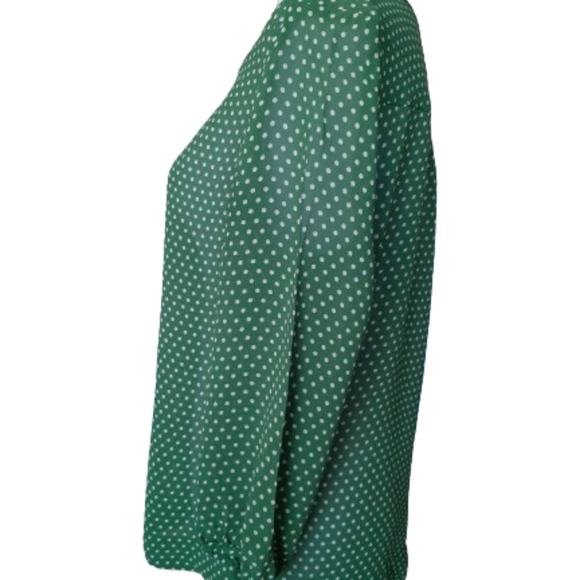 Boden - Feminine green sheer button down 3/4 sleeve blouse for women - Size: 12 - Picture 4 of 13